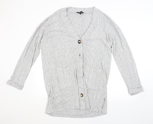 Dorothy Perkins Womens Grey Striped  Cardigan Jumper Size L