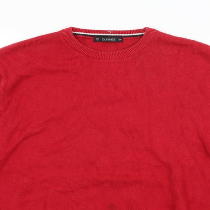 Close-up detail of Dunnes men’s red jumper, size L