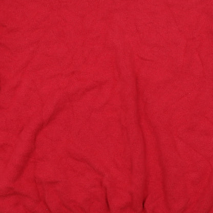 Brand and care label for Dunnes men’s red jumper, size L