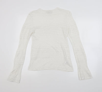 Next Womens White Argyle/Diamond  Pullover Jumper Size 10