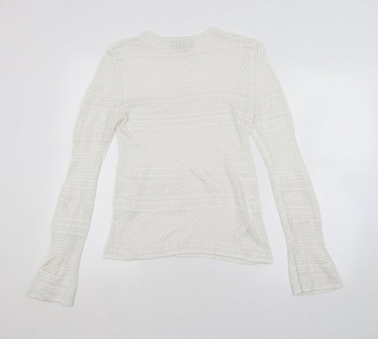 NEXT Womens White Argyle/Diamond  Pullover Jumper Size 10