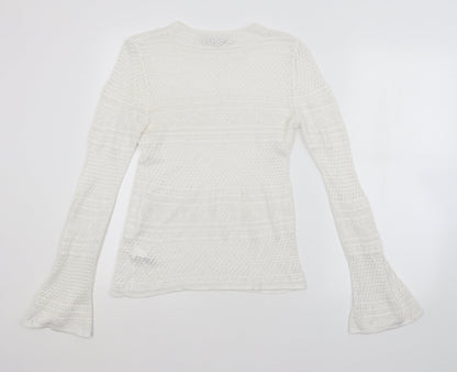 Next Womens White Argyle/Diamond  Pullover Jumper Size 10