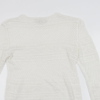 Next Womens White Argyle/Diamond  Pullover Jumper Size 10