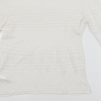 Next Womens White Argyle/Diamond  Pullover Jumper Size 10