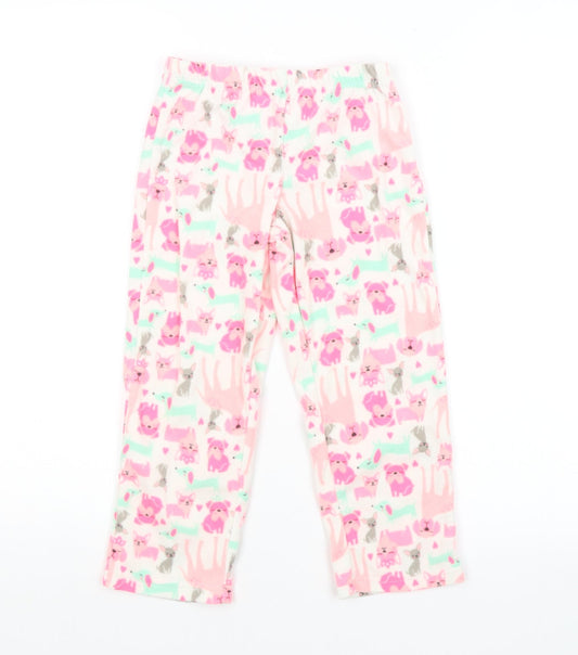Preworn Girls Pink Animal Print   Pyjama Pants Size 5 Years