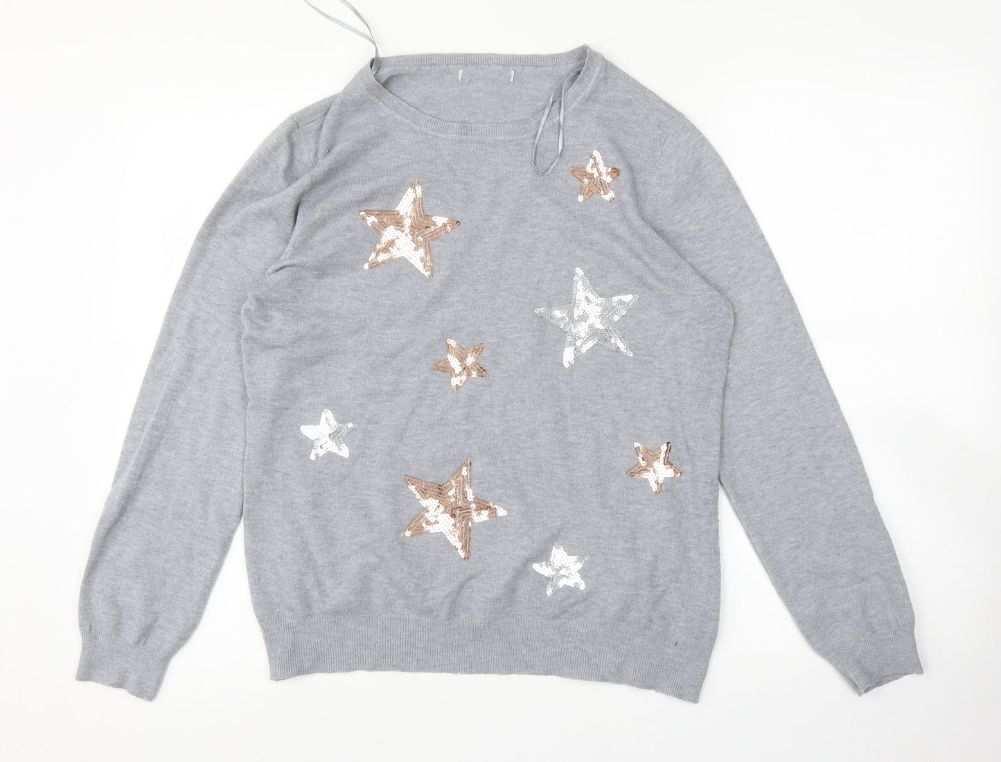Peacocksq Womens Grey   Pullover Sweatshirt Size 14