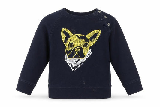 Front view of La Redoute boys’ black jumper, size 18-24, months