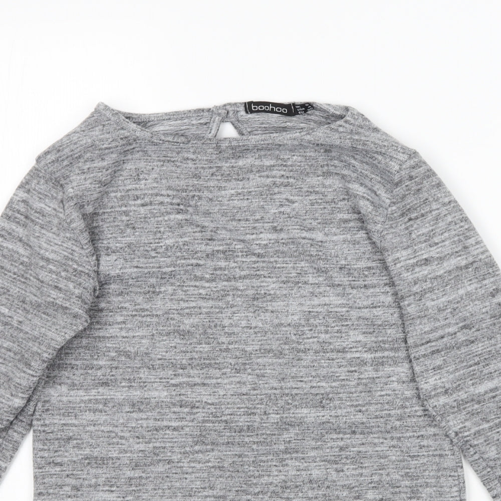 Boohoo Womens Grey   Basic T-Shirt Size 8  - Lace detail
