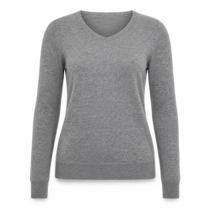 Front view of Atmosphere women’s grey knit basic t-shirt, size UK 6