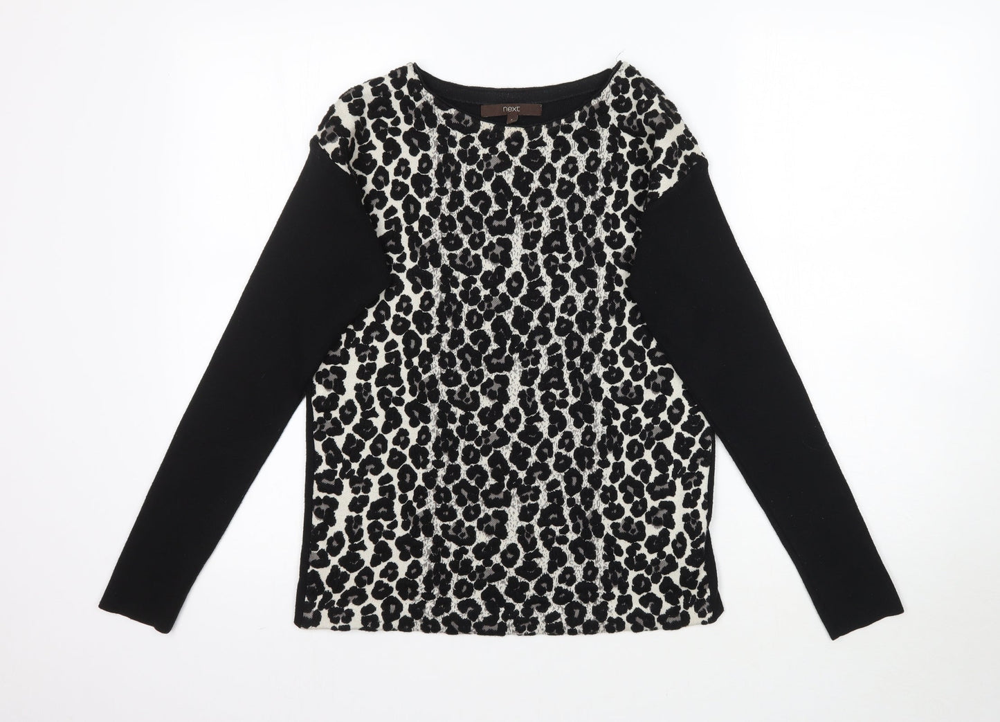 NEXT Womens Black Animal Print  Basic Blouse Size 6  - Leopard Print