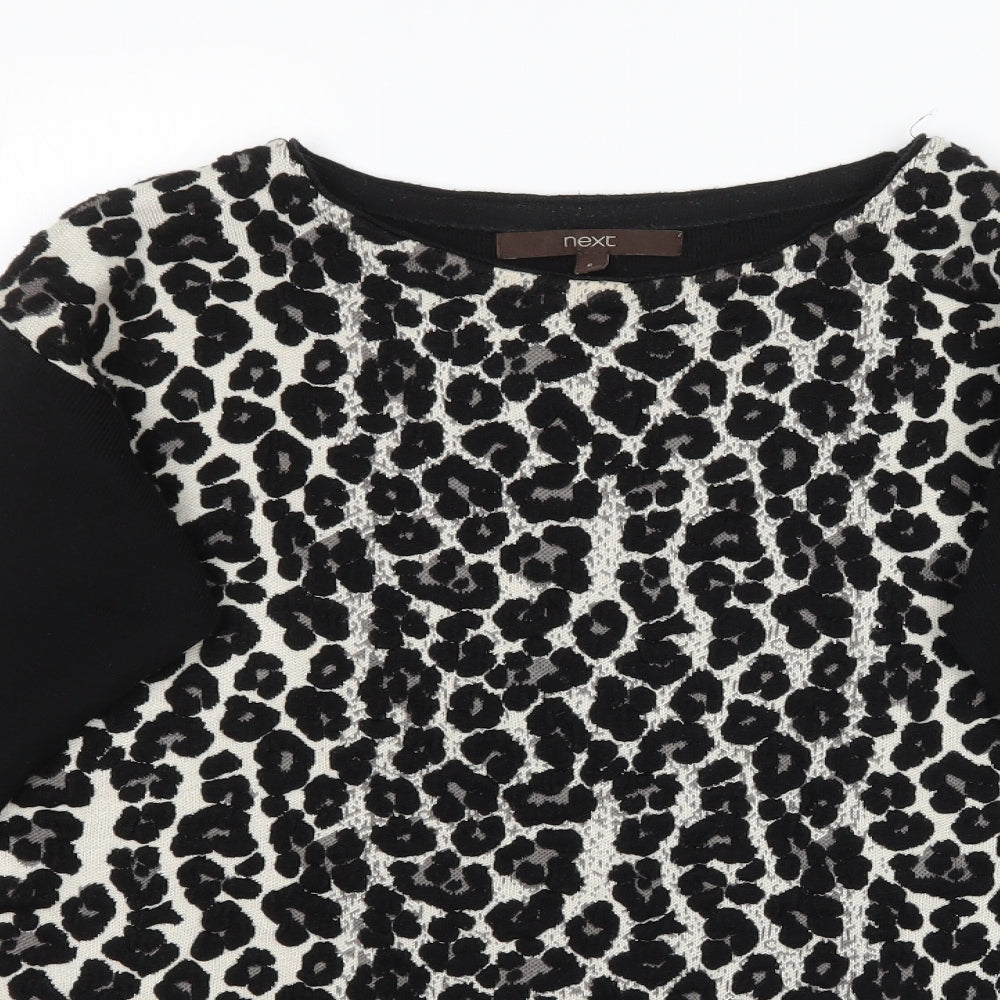 NEXT Womens Black Animal Print  Basic Blouse Size 6  - Leopard Print