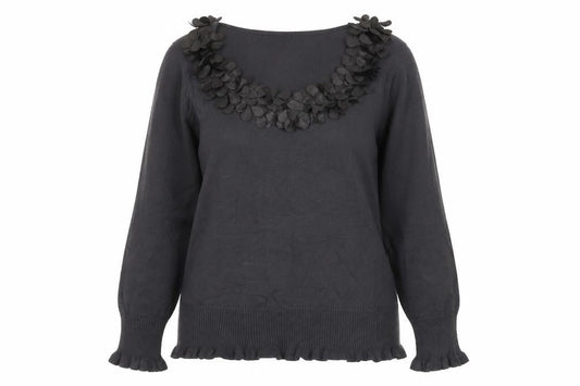 Marks and Spencer Womens Grey  Knit Basic Blouse Size 10  - collar detail