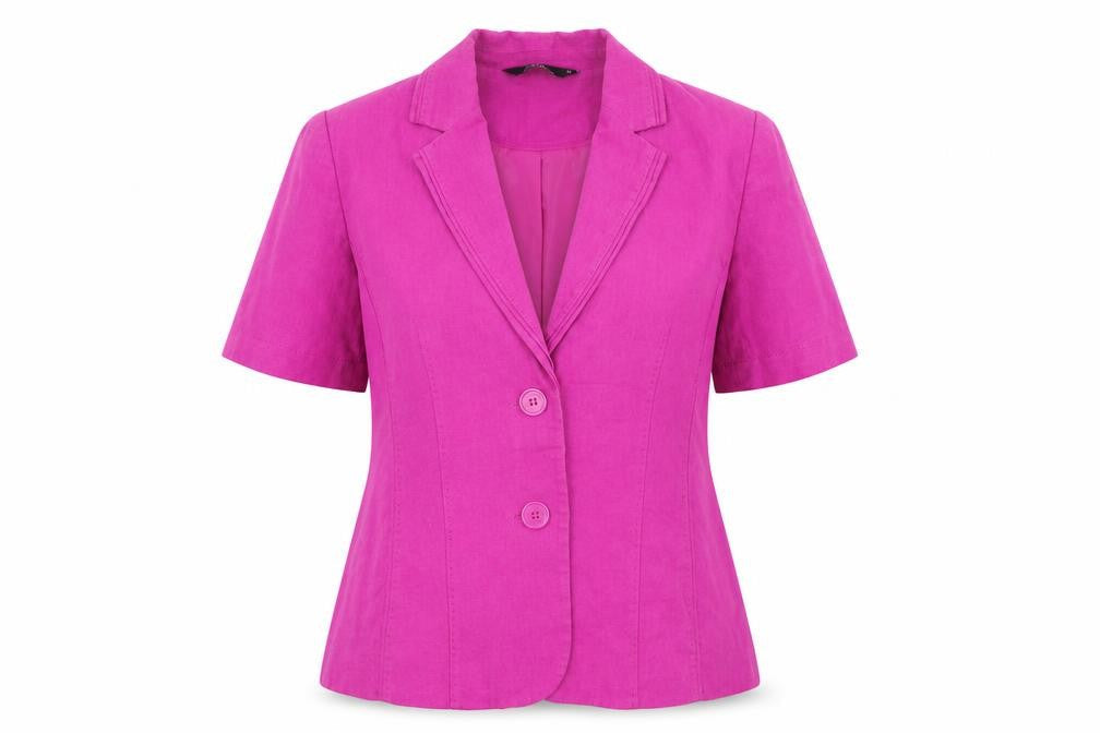Bonmarché Womens Pink Jacket Size 12 - Linen Look Jacket