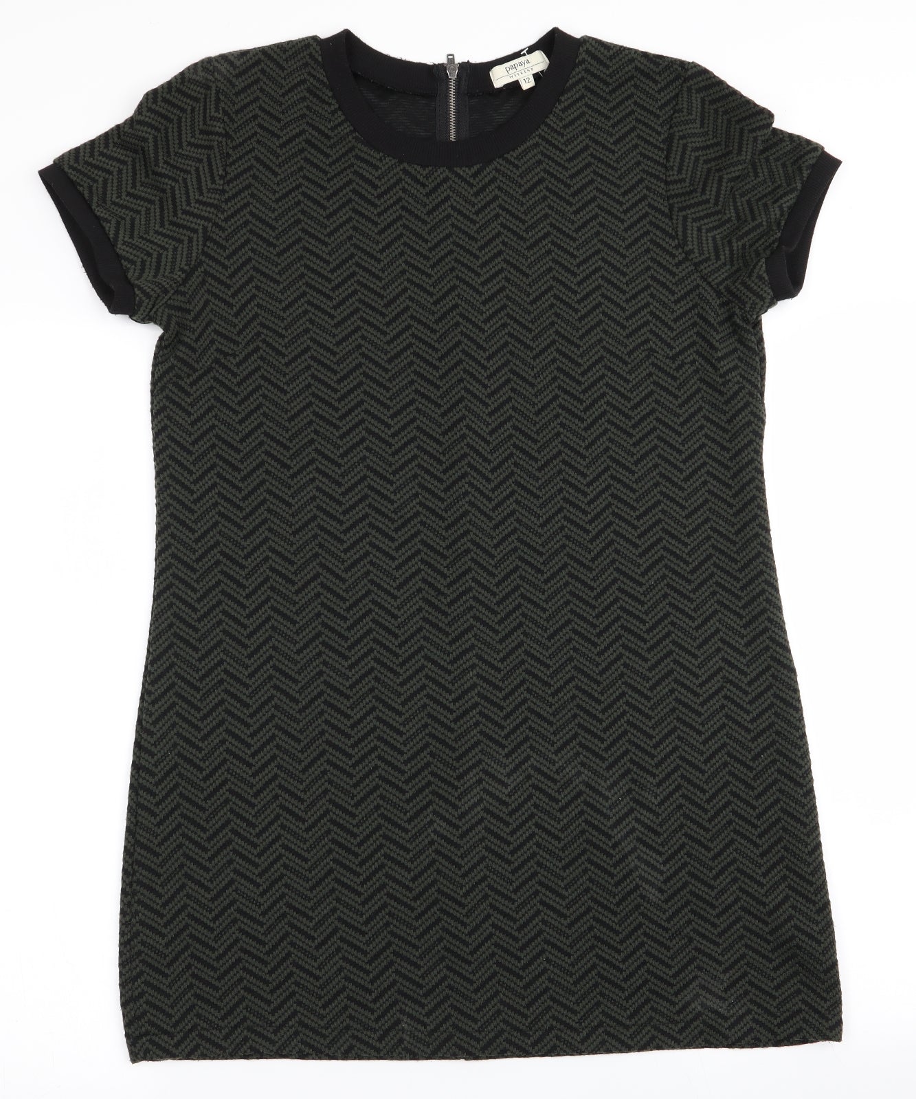 Papaya Womens Green Herringbone  A-Line  Size 12  - Back Zip