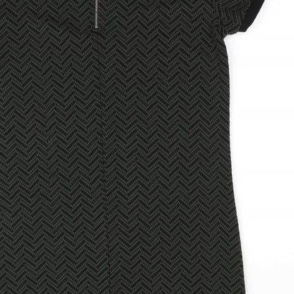 Brand and care label for Papaya women’s green herringbone a-line, size UK 12, - back zip