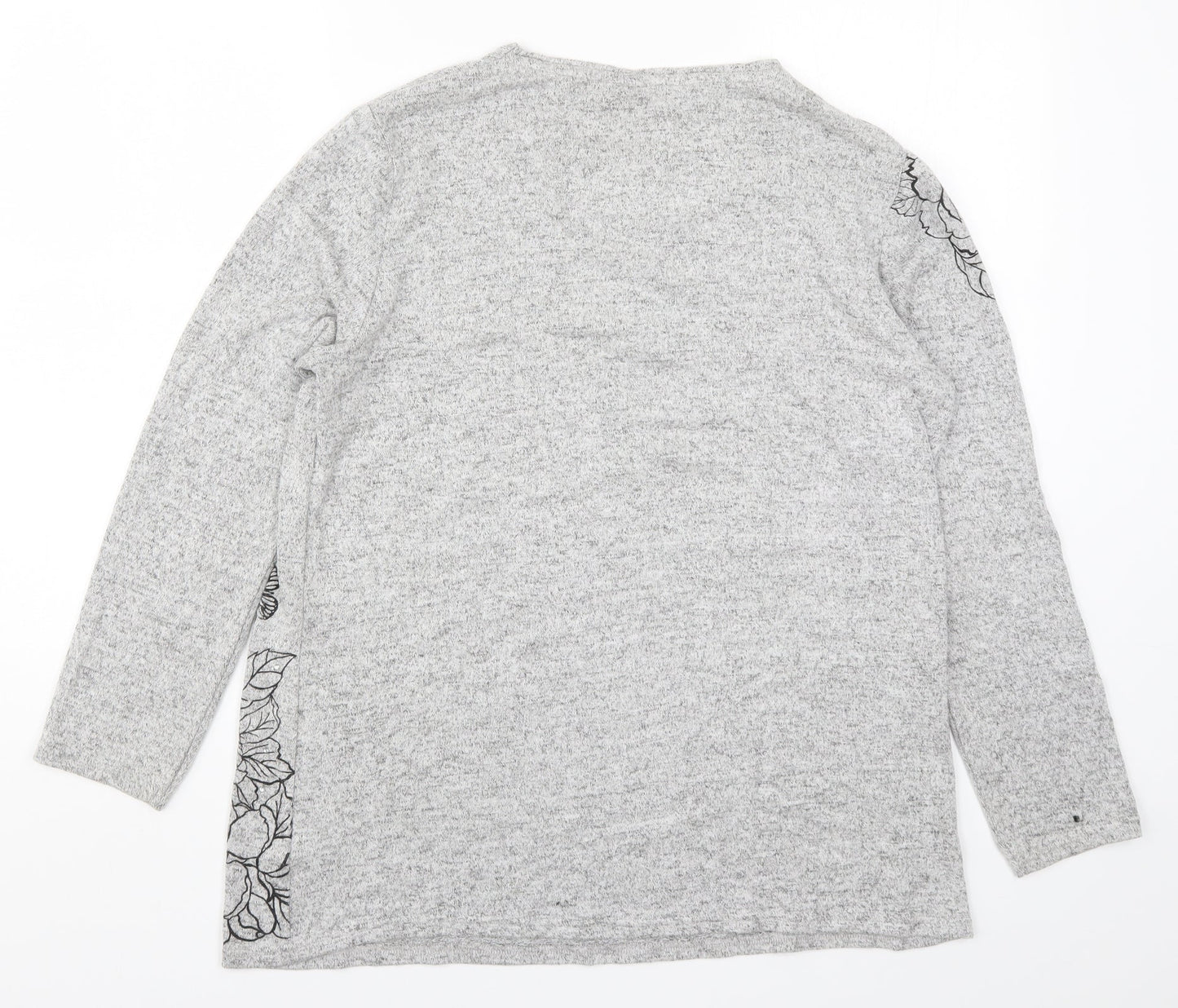 Isle Womens Grey Floral  Pullover Jumper Size 14
