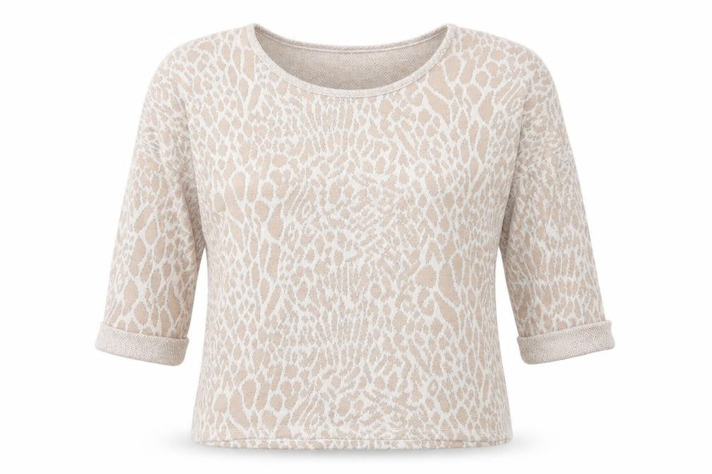 TU Womens Beige Animal Print Knit Pullover Jumper Size 14