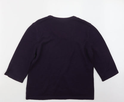 Olsen Womens Purple  Knit Pullover Jumper Size 16