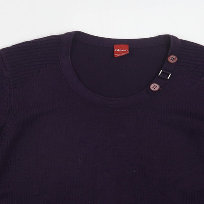 Olsen Womens Purple  Knit Pullover Jumper Size 16