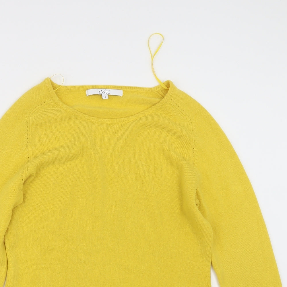 Vid a Vi Womens Yellow  Knit Pullover Jumper Size S