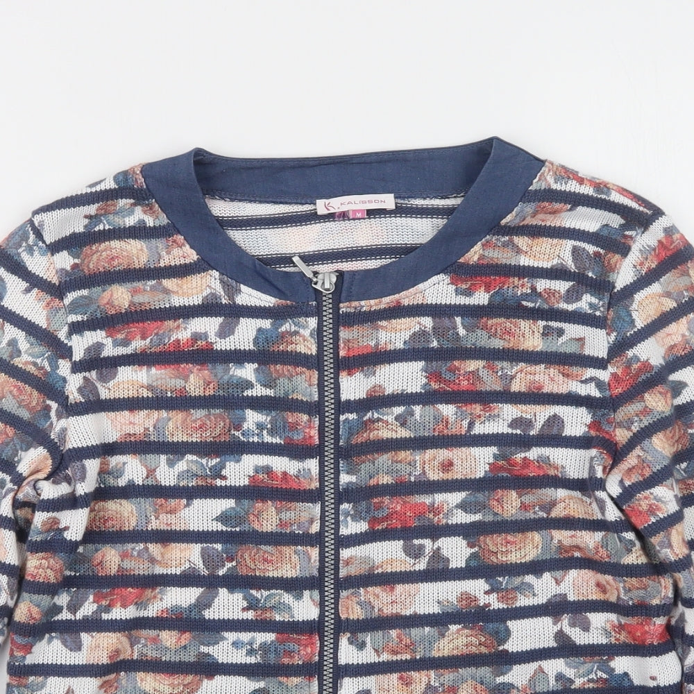 Kalisson Womens White Floral  Jacket  Size M