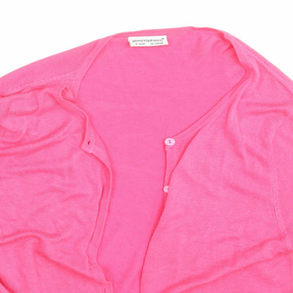 Close-up detail of Atmosphere women’s pink wrap jumper, size UK 8