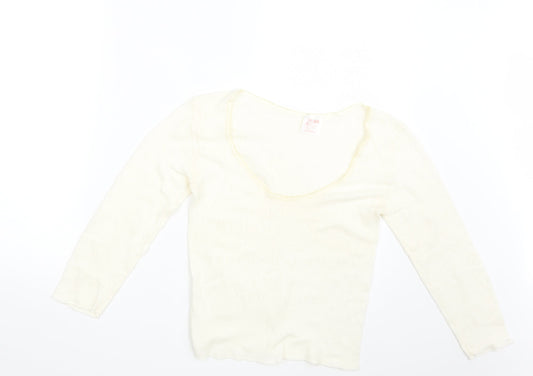 Palm Womens Ivory Argyle/Diamond  Pullover Jumper Size L