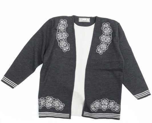 Amoretti Womens Grey Floral  Pullover Jumper One Size