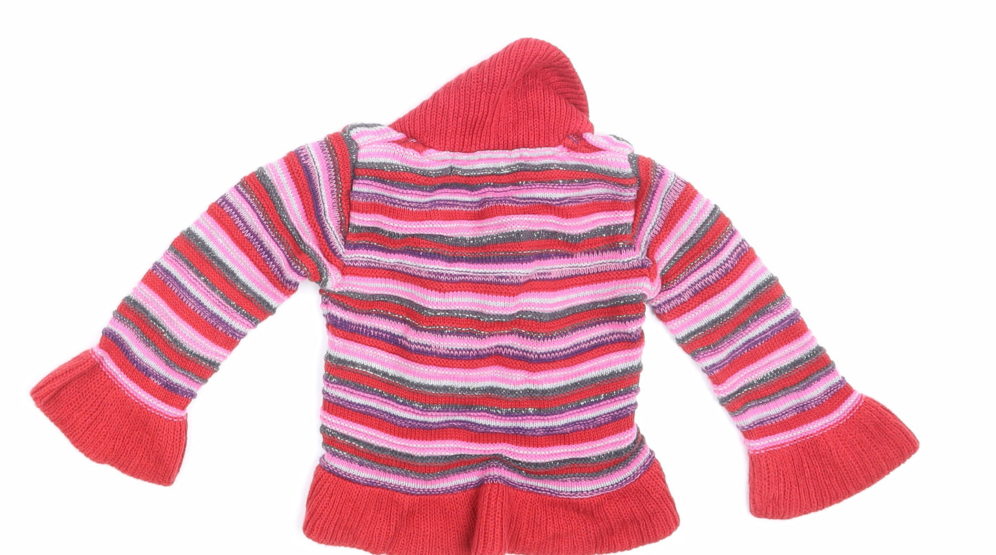 M&S Girls Multicoloured Striped  Cardigan Jumper Size 9-12 Months