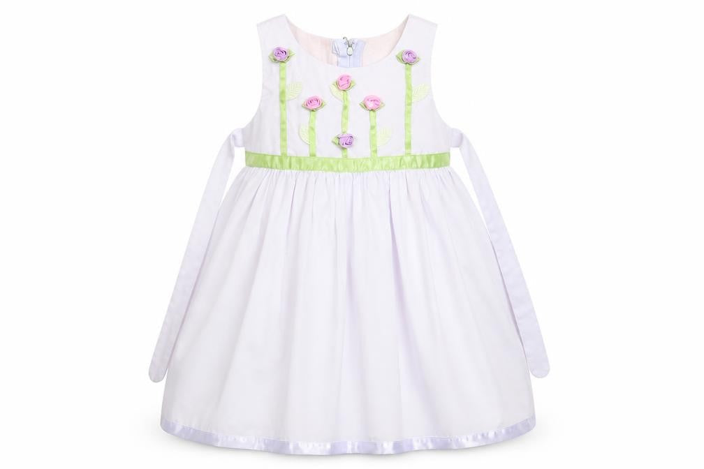 jenny Annie Dots Girls White Floral  A-Line  Size 3 Years