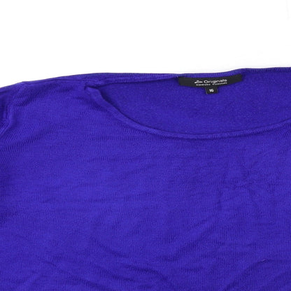 Close-up detail of ORIGINALS women’s blue knit jumper, size UK 16
