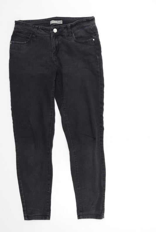 Denim & Co. Womens Black  Denim Skinny Jeans Size 12 L28 in
