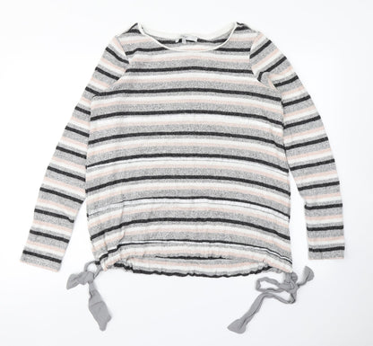 Next Womens Pink Striped Knit Pullover Jumper Size 10