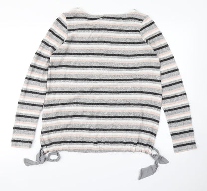 Next Womens Pink Striped Knit Pullover Jumper Size 10