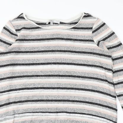 Next Womens Pink Striped Knit Pullover Jumper Size 10