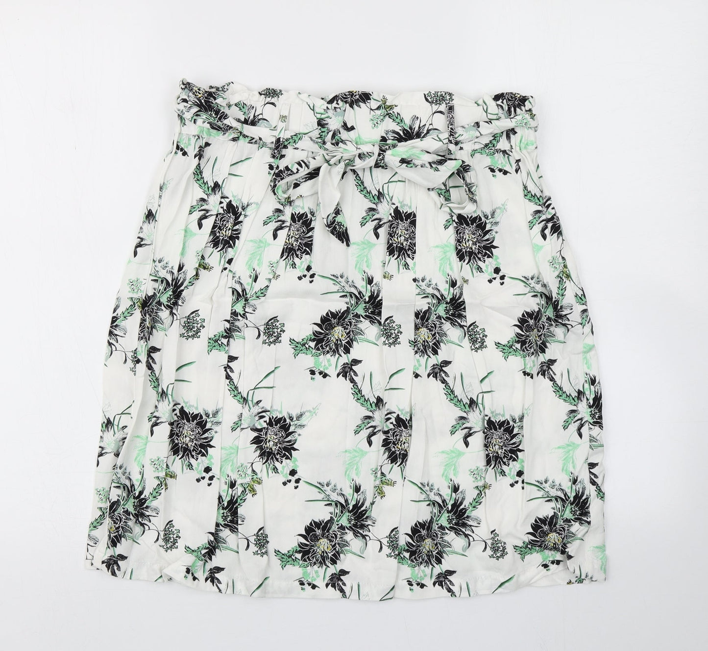 Saint Tropez Womens White Floral  A-Line Skirt Size M