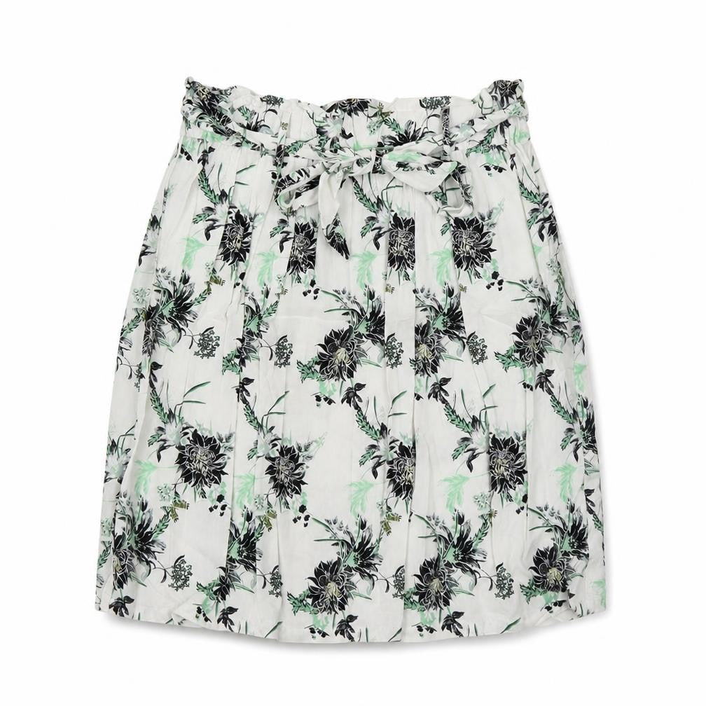 Saint Tropez Womens White Floral  A-Line Skirt Size M