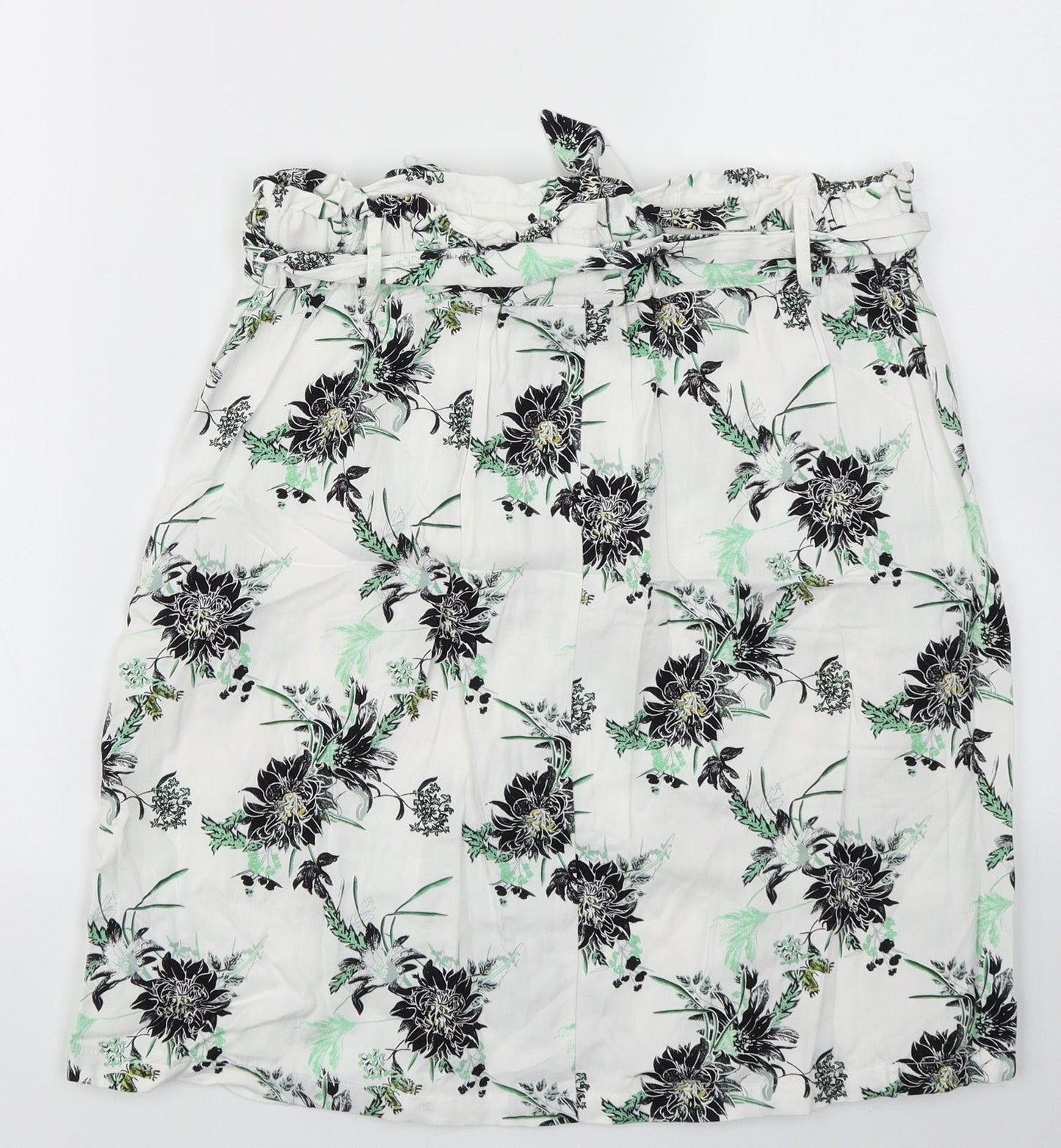 Saint Tropez Womens White Floral  A-Line Skirt Size M