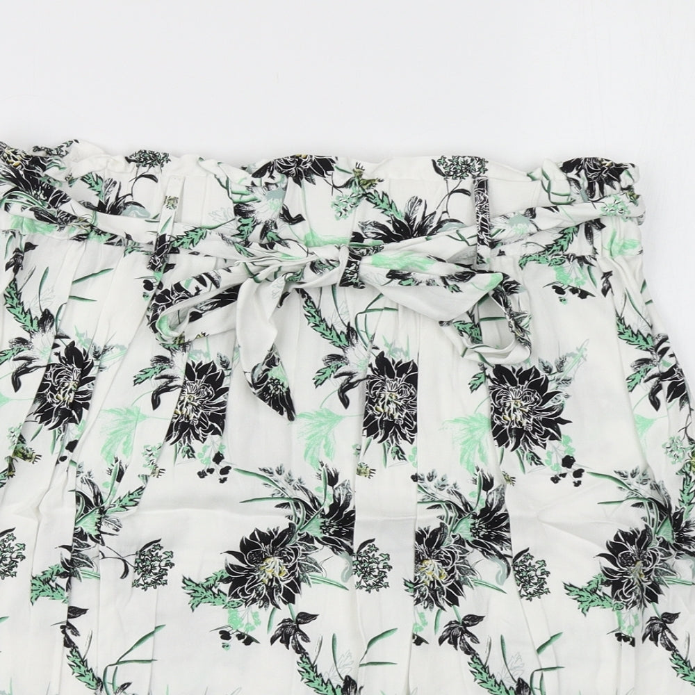 Saint Tropez Womens White Floral  A-Line Skirt Size M
