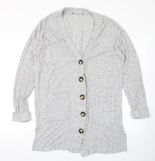 Dorothy Perkins Womens Grey  Knit Cardigan Jumper Size M