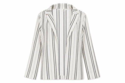 New Look Womens White Striped  Jacket Blazer Size 10