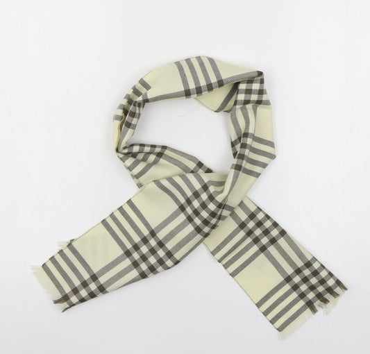 Preworn Womens Ivory Plaid Knit  Scarf