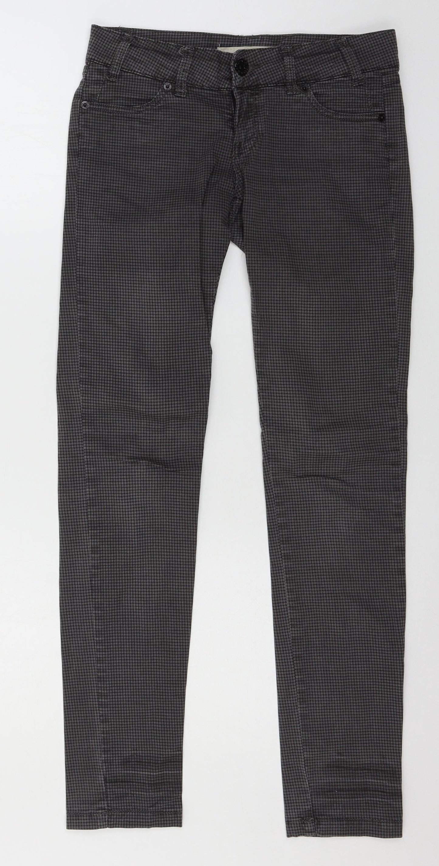 Springfield Womens Grey Check Denim Skinny Jeans Size S L28 in