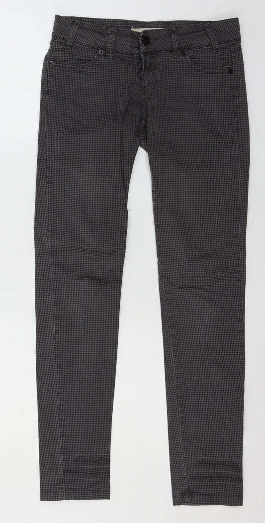 Springfield Womens Grey Check Denim Skinny Jeans Size S L28 in