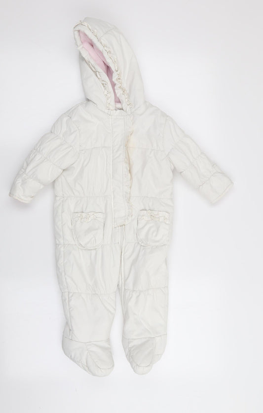onme Girls White   Basic Coat Coat Size 6-9 Months  - all in one coat