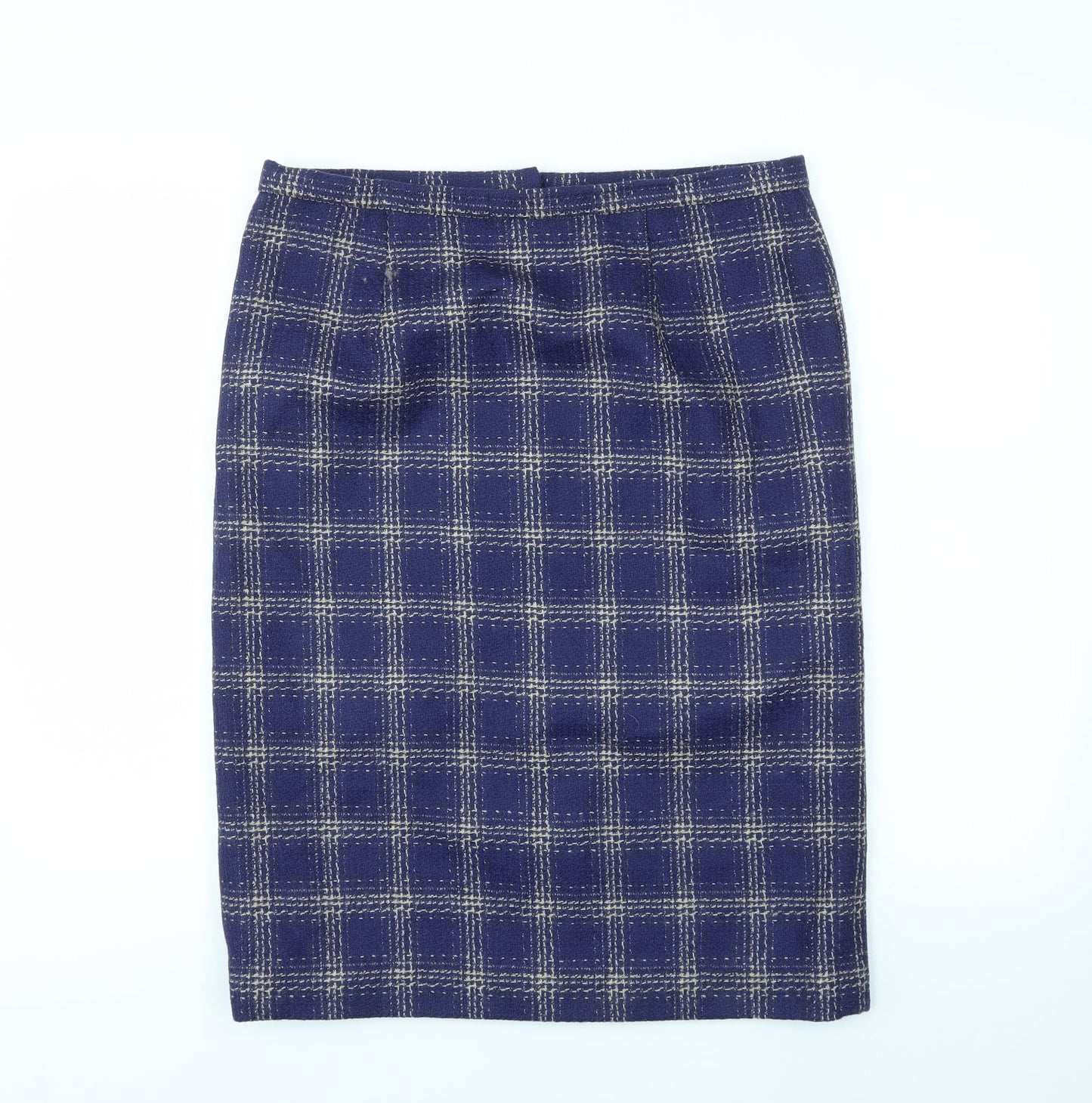 Preworn Womens Blue Check  Bandage Skirt Size 32 in