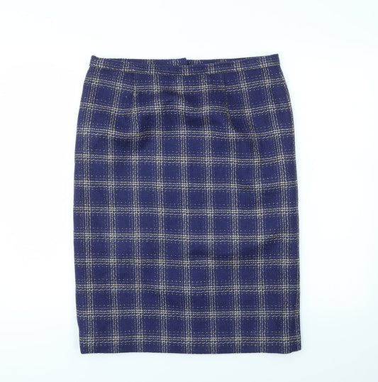 Preworn Womens Blue Check  Bandage Skirt Size 32 in