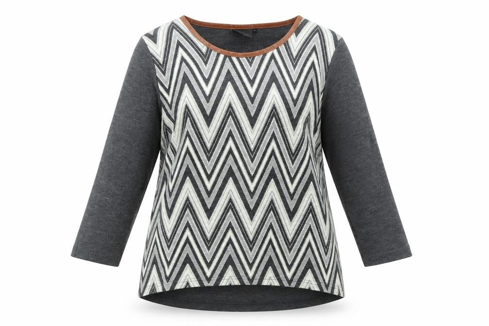 b.young Womens Grey Geometric  Basic T-Shirt Size M