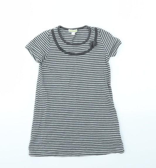 VERTBAUDE Girls Grey Striped  Fit & Flare  Size 5 Years