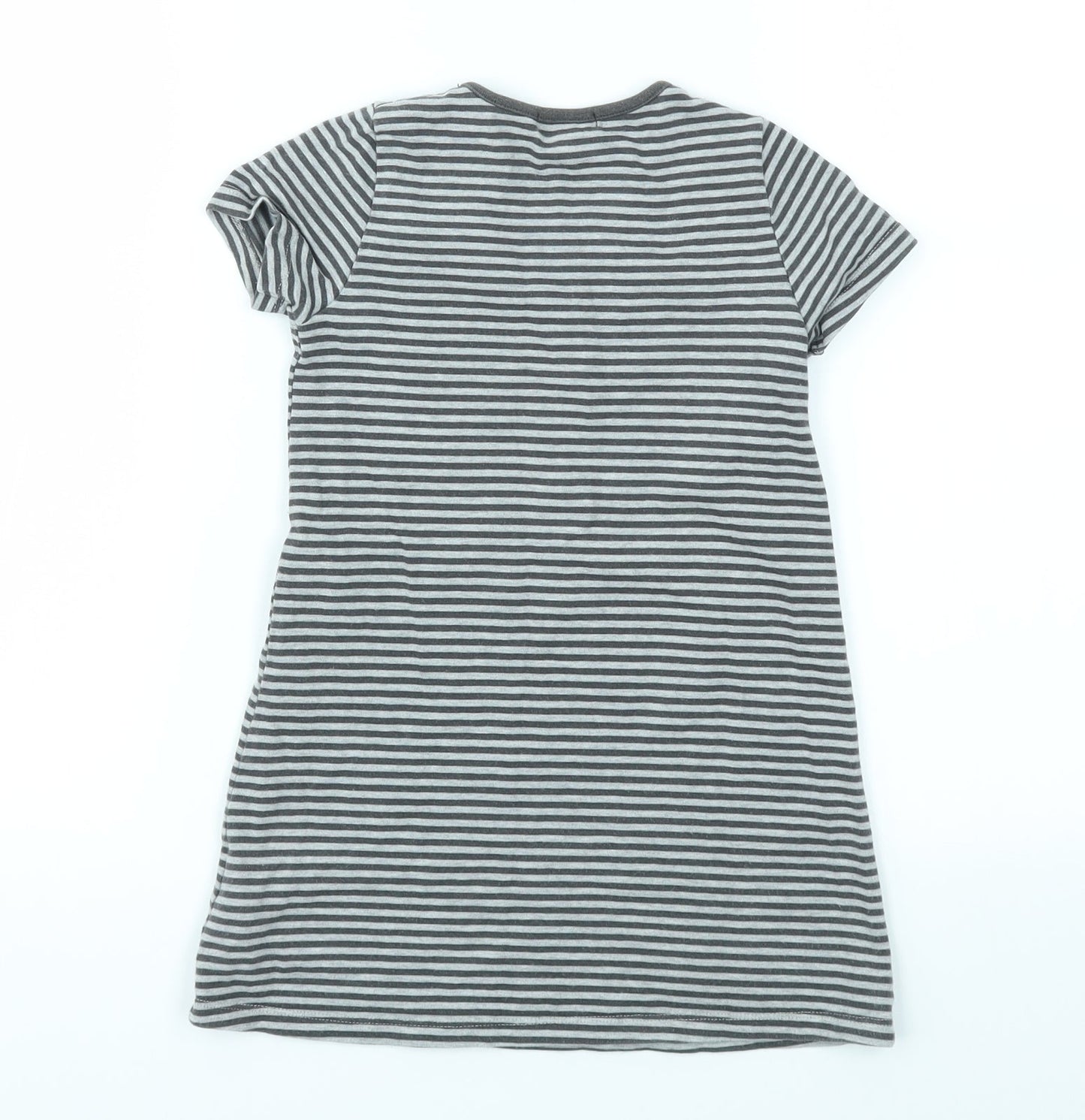 VERTBAUDE Girls Grey Striped  Fit & Flare  Size 5 Years